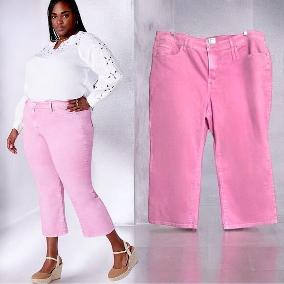 Lane Bryant Pink Signature Fit Straight Crop Jean Size 20 - Picture 2 of 11
